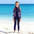 thumbnail image 1 of Girls One Piece Swimsuits Long Sleeve Zip Gradient Floral Full Body Rash Guard Swimsuit Summer Size 9-10Y, 1 of 8