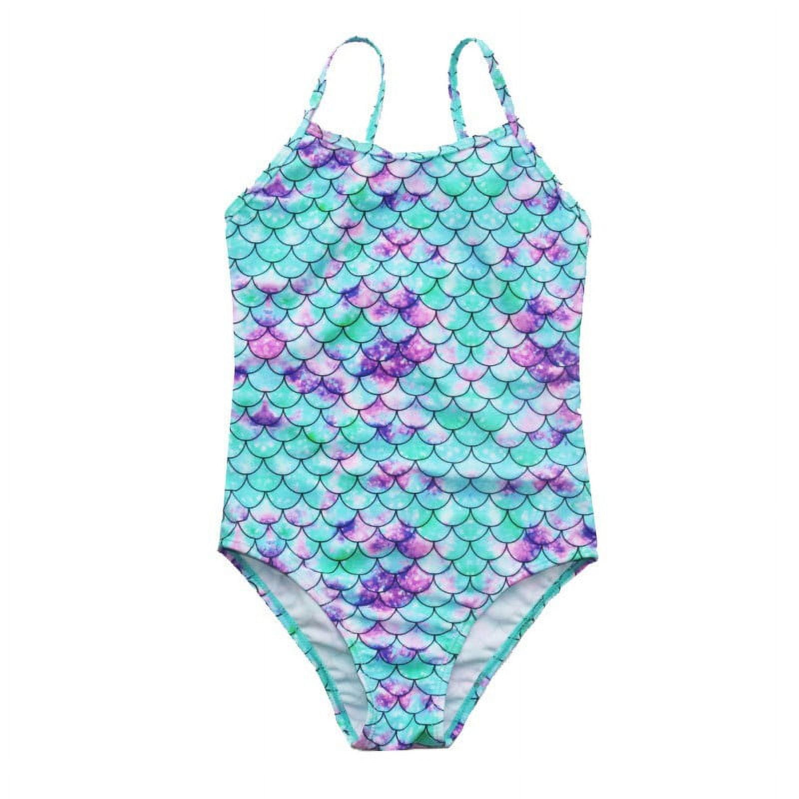 Girls One Piece Swimsuits Mermaid Bathing Suit Kids Beach Swimwear 3-14 ...