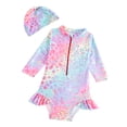 thumbnail image 1 of Girls One Piece Swimsuits Mermaid Swimsuit for Girls Long Sleeve Swimsuit 3T Swimsuit Girls 4T Bathing Suits for Girls, 1 of 7