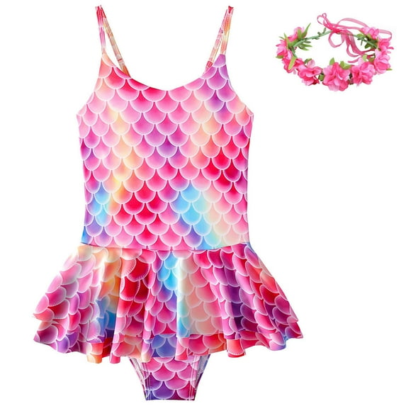 Girls One Piece Swimsuits Quick Dry Beach Mermaid Swimwear Bathing Suit 2-8Y