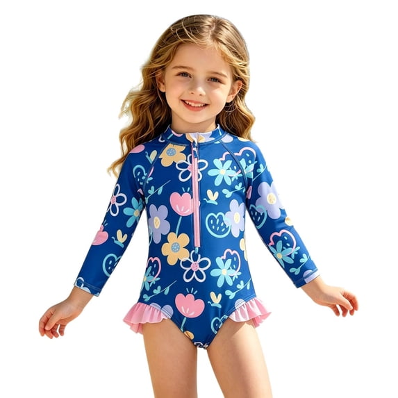 Girls One Piece Swimsuits Soft Ruffle Bathing Suit Cute Ruffle Girl Swimwear Swim Suit Color Block Girl Swimsuit Kids