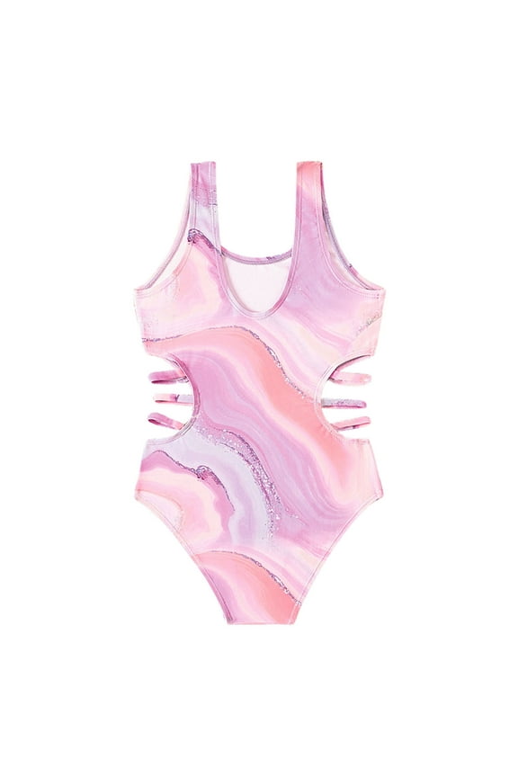 Girls One Piece Swimsuits Tie-dye Bikini Sport Bathing Suits for Kids Size 13-14T