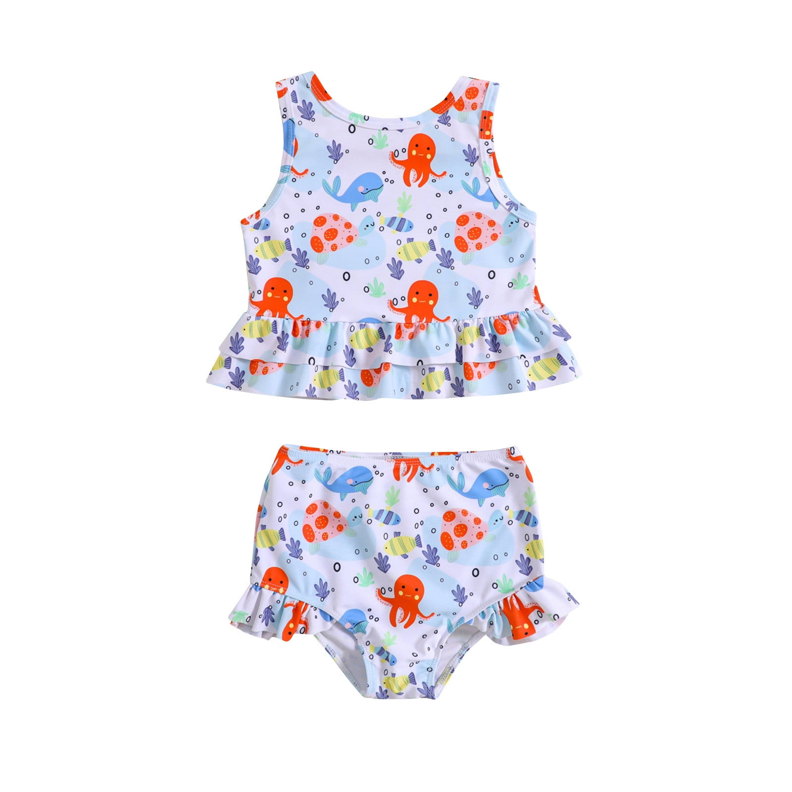 Mariner Collar Embroidered Boat Motif Two Piece Swimsuit in White (12mths- 10yrs)