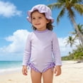thumbnail image 1 of Girls One Piece Swimsuits with Cap Spring Summer Toddler Baby Striped Bowknot One Piece Bathing Suit Cute Ruffled Swimwear Size 24M, 1 of 4