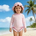 thumbnail image 1 of Girls One Piece Swimsuits with Cap Spring Summer Toddler Baby Striped Bowknot One Piece Bathing Suit Cute Ruffled Swimwear Size 6M, 1 of 3