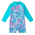 thumbnail image 1 of Girls One-Piece Zip Swimsuit Mermaid Sun Protection Swimwear Long Sleeve Bathing Suits, 1 of 7