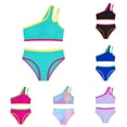 thumbnail image 1 of Girls One Shoulder Bikini Set, Two Piece Swimsuit with Removable Chest Pads for Beach, Pool and Summer Vacation, 1 of 7