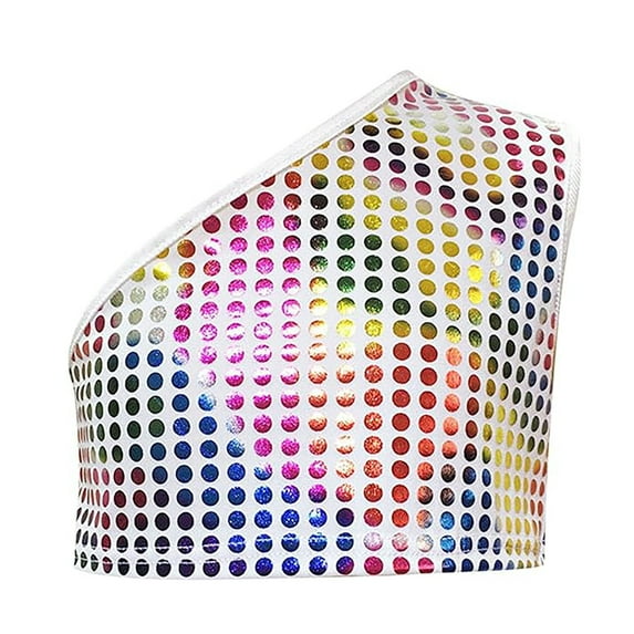 Girls One Shoulder Polka Dot Crop Top Summer Casual Performance Dance T-Shirt Stage Outfit Teen Youth Fashion Tee