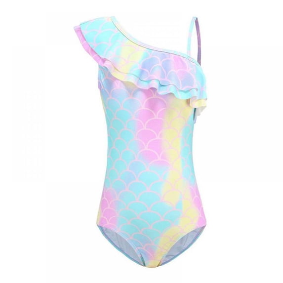 Girls One-Shoulder Swimsuit Toddler Swimsuit One Piece Swimwear Beach Bathing Suit