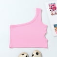 thumbnail image 1 of Girls One Shoulder Tank Tops Single Shoulder Ruffle Solid Color Casual Layering Camisole Size 6-7Y, 1 of 9
