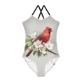 thumbnail image 1 of Girls' One-piece Swimsuit Cross Back Bathing Suit Beach Surfing Sizes 3T-10T Beautiful Red Bird, 1 of 9