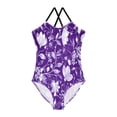 thumbnail image 1 of Girls' One-piece Swimsuit Cross Back Bathing Suit Beach Surfing Sizes 3T-10T White Floral and Leaves, 1 of 9