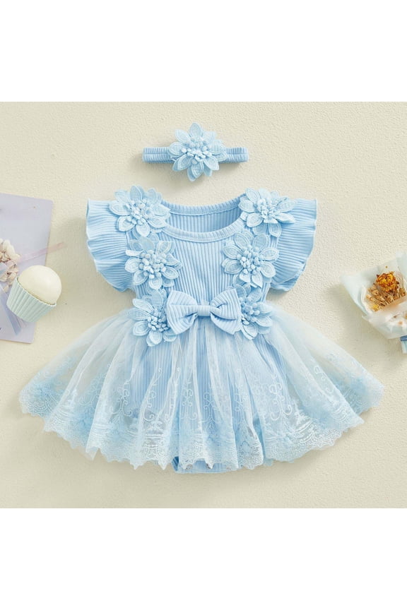 Girls' One-year-old Dress Romper Birthday Stylish Soft Yarn Princess Flower Romper Skirt Vestidos de primavera