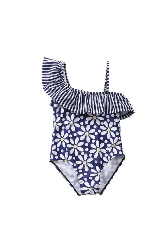 Girls Onesie Flowers Bathing Suit