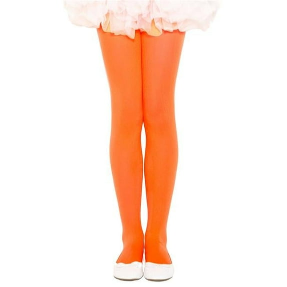 Girls Opaque Tights, Orange - Extra Small