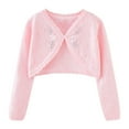 thumbnail image 1 of Girls Open Front Boleros Cardigan, Toddler Kids Sweater Long Sleeve Shrugs Cropped Cover up Knitwear Button Jacket Tops Cardigan for Dress 5Y, 1 of 8