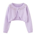 thumbnail image 1 of Girls Open Front Boleros Cardigan, Toddler Kids Sweater Long Sleeve Shrugs Cropped Cover up Knitwear Button Jacket Tops Purple 9Y, 1 of 6