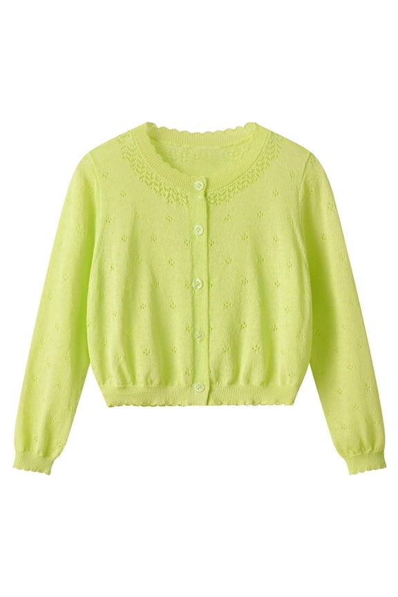 Girls Open Front Cardigan New Girls Casual Comfy School Uniforms Cardigan Jacket Toddler Long Sleeve Button Knit Solid Sweaters Tops Yellow 3 Years