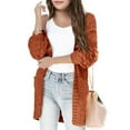 thumbnail image 1 of Girls Open Front Long Sleeve Cardigan Color Block Chunky Knit Oversized Kids Sweaters Coat, 1 of 5