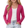 thumbnail image 1 of Girls' Open Knit Cardigan Junior Lightweight Open Front Long Sleeve Tops Toddler Baby School Uniform Cropped Cardigan Sweater, 1 of 8