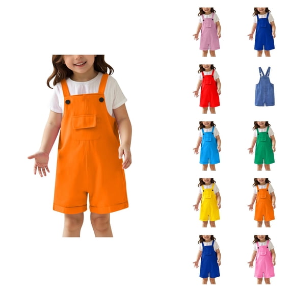 Girls Or Boys Solid Color Cute Shorts Children's Cute Bib Pants (3 14y)