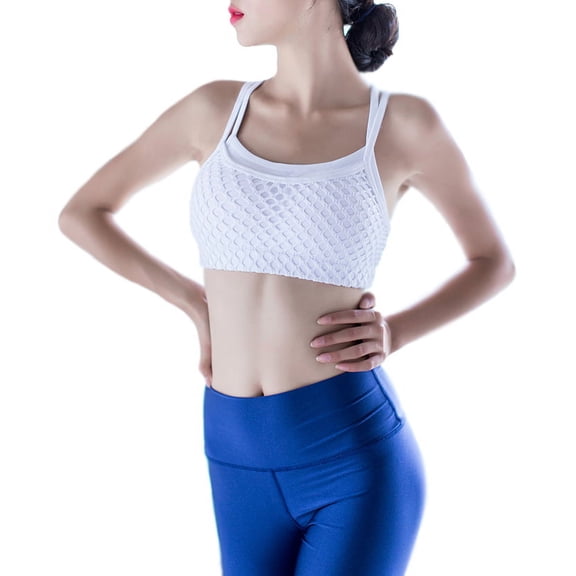 Girls Or Junior Women's Solid Fishnet mesh sphaghetti strap racerback yoga sports bra