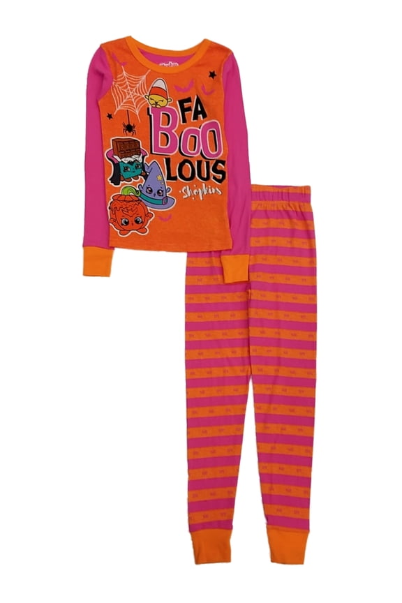 Girls Orange Shopkins Fa Boo Lous Halloween Pajama Set Sleep Set 4