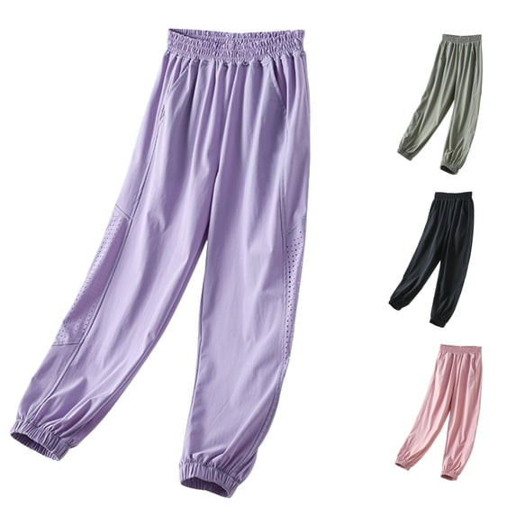Girls Outdoor Comfort Long Pants for Kids - Elastic Waist Relaxed Fit Spring Summer Everyday Wear Breathable Soft for Ages 5-15