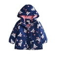 thumbnail image 1 of Girls Outdoor Floral Fleece Lined Light Windproof Jacket with Hood Blue 4-5 Years, 1 of 4