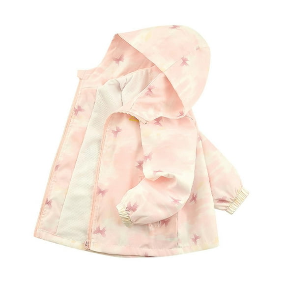 Girls Outdoor Floral Light Windproof Jacket with Hood Girls Jacket