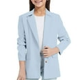 thumbnail image 1 of Girls' Outerwear Jackets Kids Toddler Girls Solid Long Sleeve Notched Collarss Lapel Collarss Open Front Suit with Inner Pocket Boys' Outerwear Jackets Light Blue 7 Years-8 Years, 1 of 7