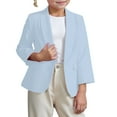 thumbnail image 1 of Girls' Outerwear Jackets Kids Toddler Girls Spring Summer Suit Long Sleeve Solid Formal Jacket Open Front with Inner Pocket Toddler Jacket Light Blue 9 Years-10 Years, 1 of 7
