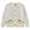 thumbnail image 1 of Girls' Outerwear Jackets Toddler Girls Fall Knit Cardigan with Mushroom Embroidery Button Front Ribbed Cotton Soft Warm Casual Jacket Sweater Kids Jacket White 9 Months-12 Months, 1 of 6
