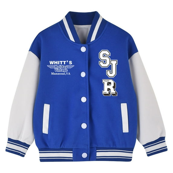 Girls' Outerwear Jackets Toddler Teen Fall Classic Varsity Jacket Uniform Style Casual Baseball Jacket Button Closure School Outwear Boys' Outerwear Jackets Blue 11 Years-14 Years