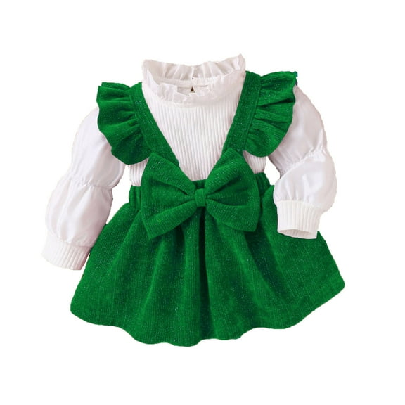 Girls Outfit Adorable Bowknot Dress Top With Leggings Casual Daughter Clothes