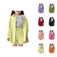 thumbnail image 1 of Girls Outfit Girl Sets Girls Outfits & Sets Casual Playwear School Summer Fall Spring Toddler Kids Shirt Shorts Set Comfortable Pure Color Turn Down Collar Elastic Waist, 1 of 9
