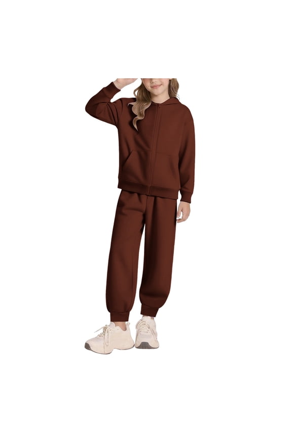 Girls Outfit Girls Matching Sets Girls Sweat Suit Set 2 Piece Soft Fleece Zip Up Hoodie and Athletic Jogger Sweatpants for Girls