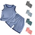 thumbnail image 1 of Girls Outfit Loose Vest Sophisticated Sport Pajama Summer for Girls Relaxed Drawstring Modern Shorts Set, 1 of 4