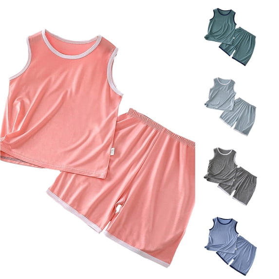 Girls Outfit Loose Vest Sophisticated Sport Pajama Summer for Girls Relaxed Drawstring Modern Shorts Set
