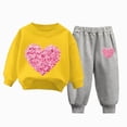 thumbnail image 1 of Girls Outfit Set Cute Flower Print Long Sleeved Sweatshirt Pants 2Pcs Set for 6-24 Months 2T 3T 4T 5T 6T Children Yellow,4-5 Years, 1 of 4