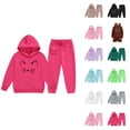 thumbnail image 1 of Girls Outfit Set Girl Set Child Toddler Boys Girls Long Sleeve Cartoon Prints Warm Hoodie Pullover Tops Pants Kids Outfits Sweat Suit, 1 of 6
