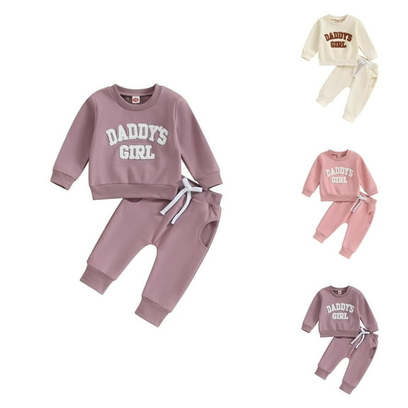 Girls Outfit Set Girls Set Autumn Toddler Baby Girl Fall Outfits Letter Embroidery Long Sleeve Sweatshirt Sweatpants Set Spring Clothes
