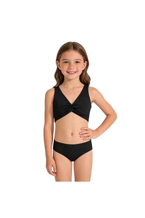 Girls Outfit Set Two Piece Tie Dye Bikini Cute Wear Juniors Girls Summer Clothes,Black,10Y