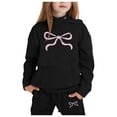 thumbnail image 1 of Girls Outfit Sets Athletic Cute Bow Graphic Hoodies And Sweatpants 2 Piece Girls Sweatsuit Casual Spring Fall Kids Sweat Suit Black 6-7Years, 1 of 4