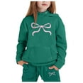 thumbnail image 1 of Girls Outfit Sets Athletic Cute Bow Graphic Hoodies And Sweatpants 2 Piece Girls Sweatsuit Casual Spring Fall Kids Sweat Suit Dark Green 6-7Years, 1 of 4