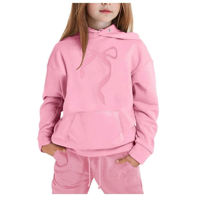 Kids Girls #Selfie Tracksuit - Grey & Pink Hoodie & Joggers Set (Age 5-13)