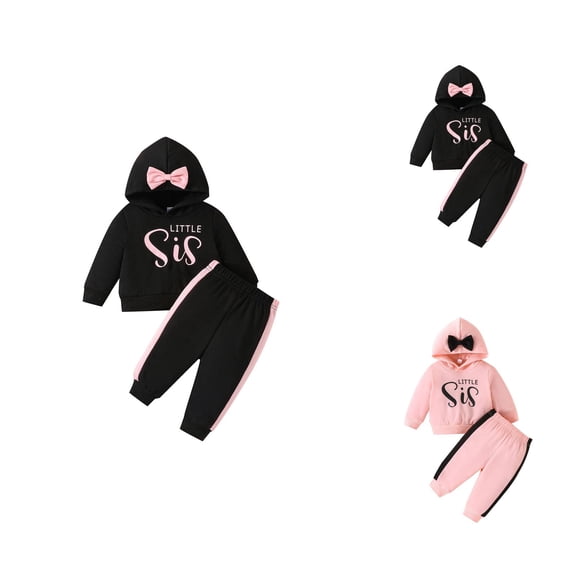 Girls Outfit Sets for Girls Big Sister Little Sister Matching Outfit Toddler Baby Girl Letter Graphic Long Sleeve Hoodies Sweatshirt Tops And Pants Set
