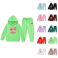 thumbnail image 1 of Girls Outfit Sets Girls Clothing Set Child Toddler Boys Girls Long Sleeve Solid Warm Hoodie Pullover Tops Pants Kids Outfits Sweat Suit, 1 of 4