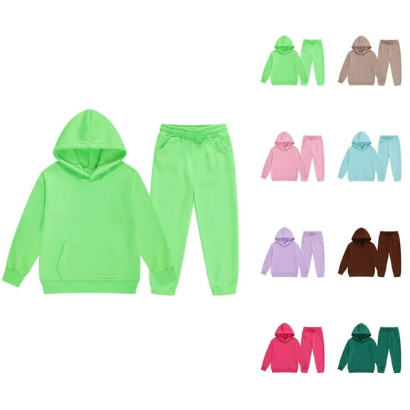 Girls Outfit Sets Girls Clothing Set Child Toddler Boys Girls Long Sleeve Solid Warm Hoodie Pullover Tops Pants Kids Outfits Sweat Suit