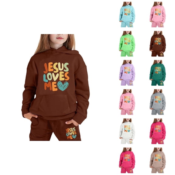 Girls Outfit Sets Girls Set Children's Long Sleeved Hooded Hoodie Set